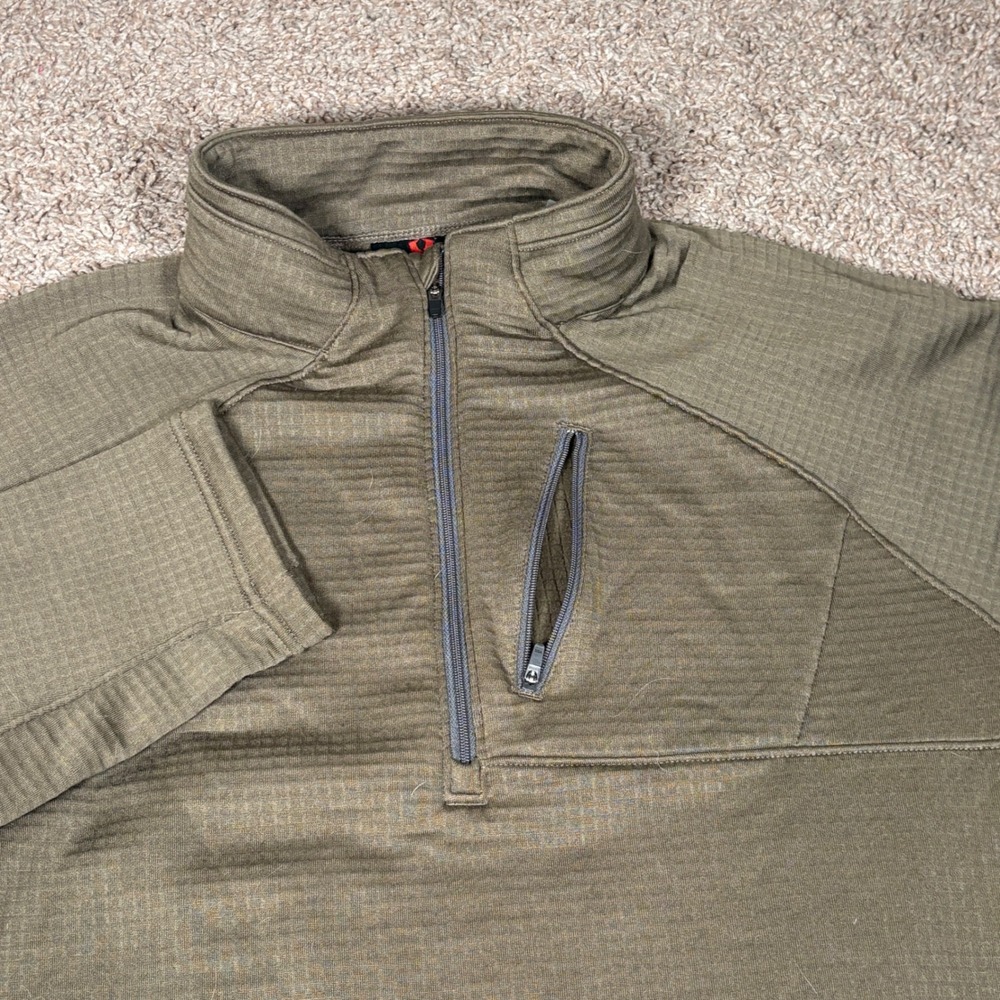 Stoic Men's Quarter Zip Pullover‎ Long Sleeve Textured Tech Fleece Olive XXL